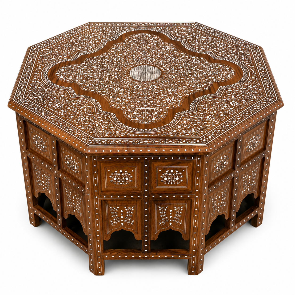 Sultan’s Octagonal Inlay Center Table with Storage
