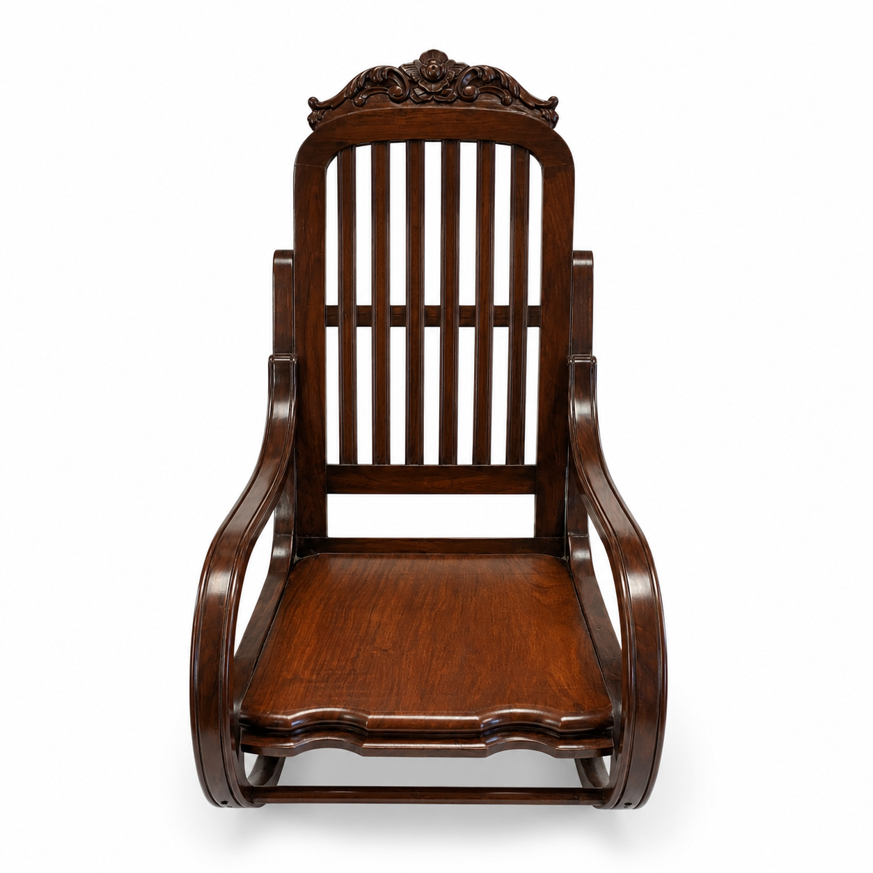 Mughal Rose Crown Carved Wooden Armchair Handcrafted Sheesham Wood
