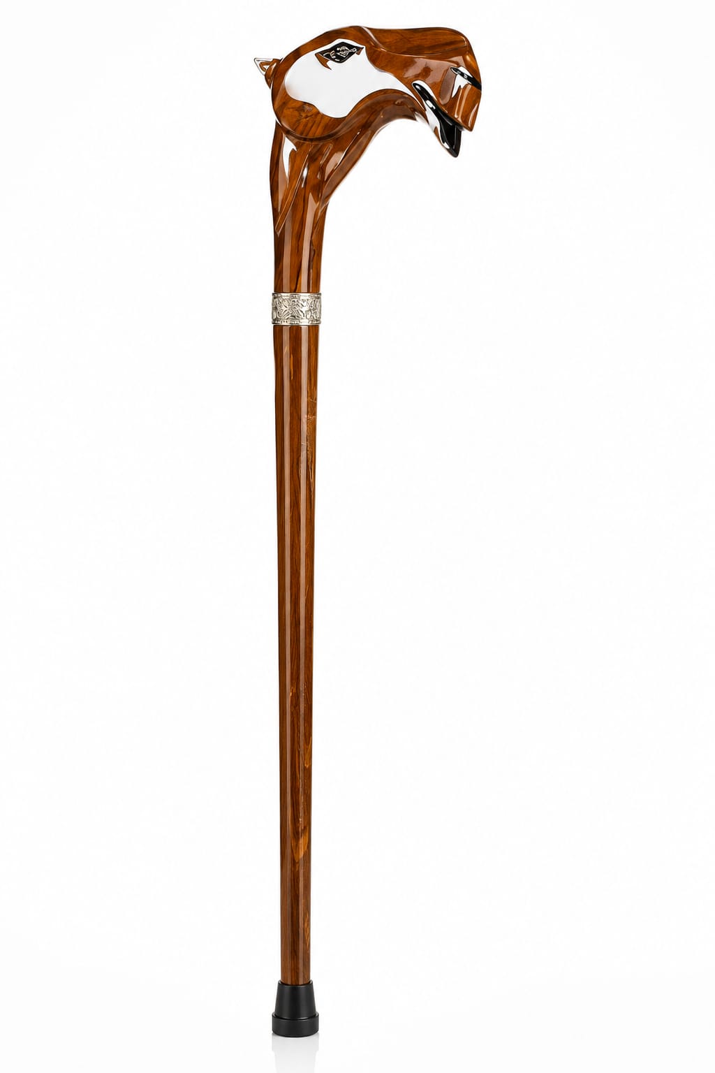 Hand-Carved Wooden Walking Cane with Eagle Head Handle