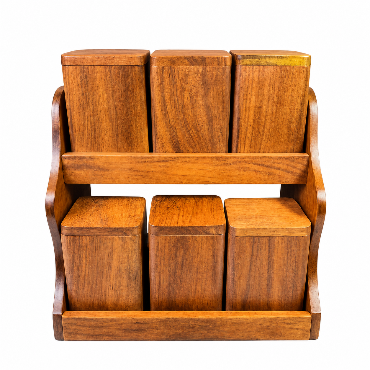 Wooden 2-Tier Spice Rack with 6 Storage Jars